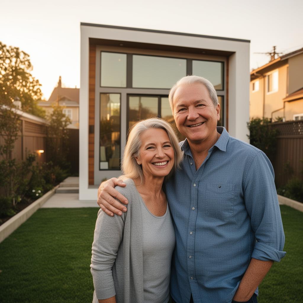 Happy couple in front of their new ADU